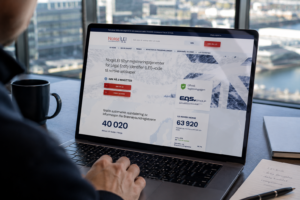 Norge LEI Offisiell Registreringsagent-plattform som viser LEI-registreringstjenester for norske selskaper, med statistikk over aktive LEI-koder bekreftet via Brønnøysundregistrene